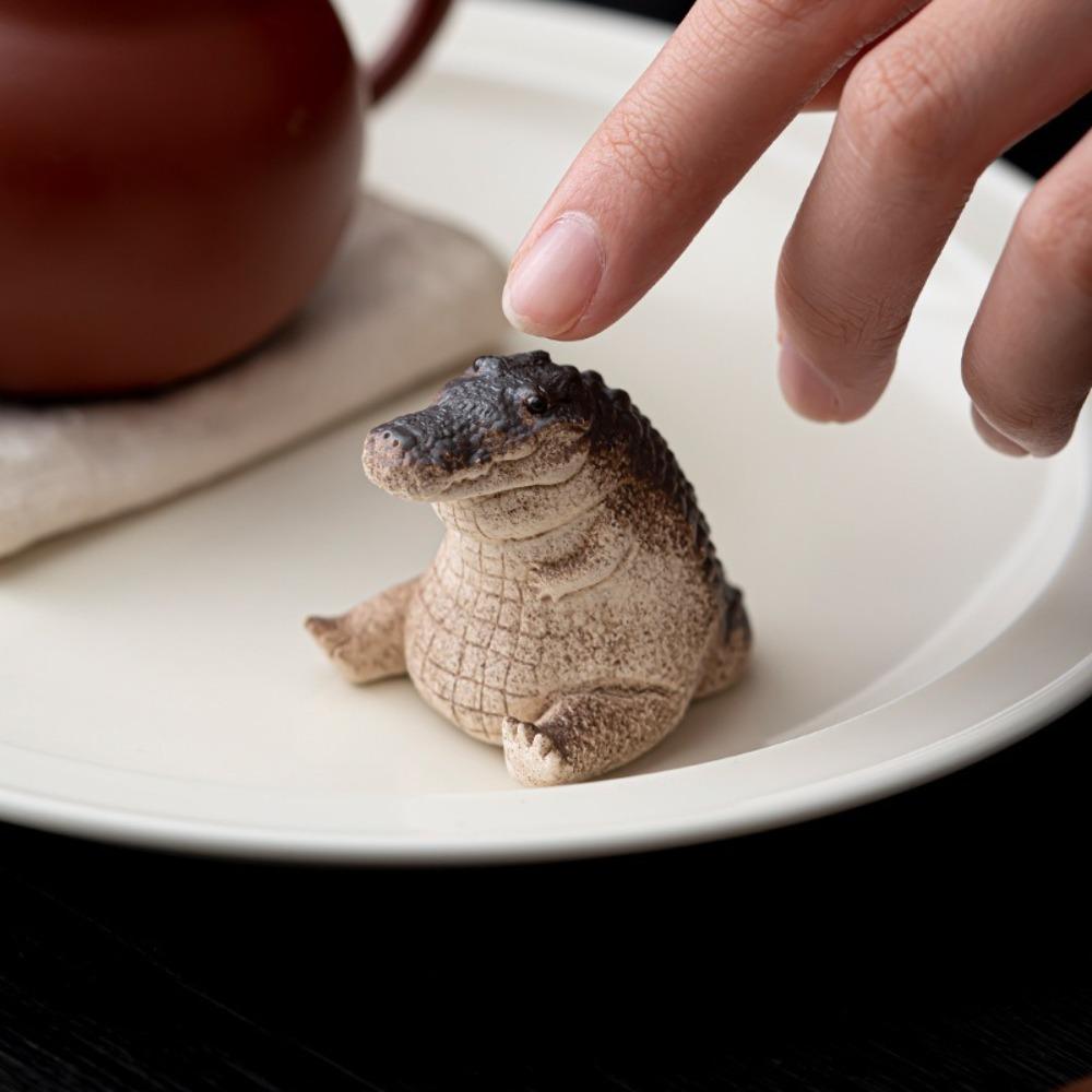 Mini Crocodile Tea Pet Handmade Crocodile Statue  Tea Ceremony Tea Play Home Boutique
