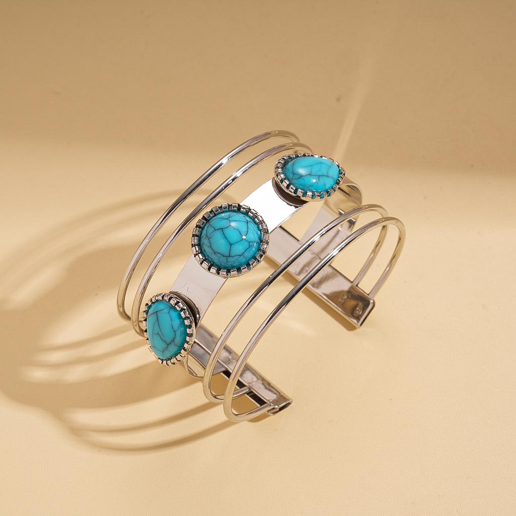 Acrylic geometric round multi-layer open bracelet ethnic style fashion jewelry
