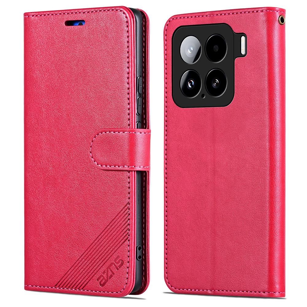 

For Xiaomi 15 Case Anti-Scratch PU Leather Stand Wallet Phone Cover Red