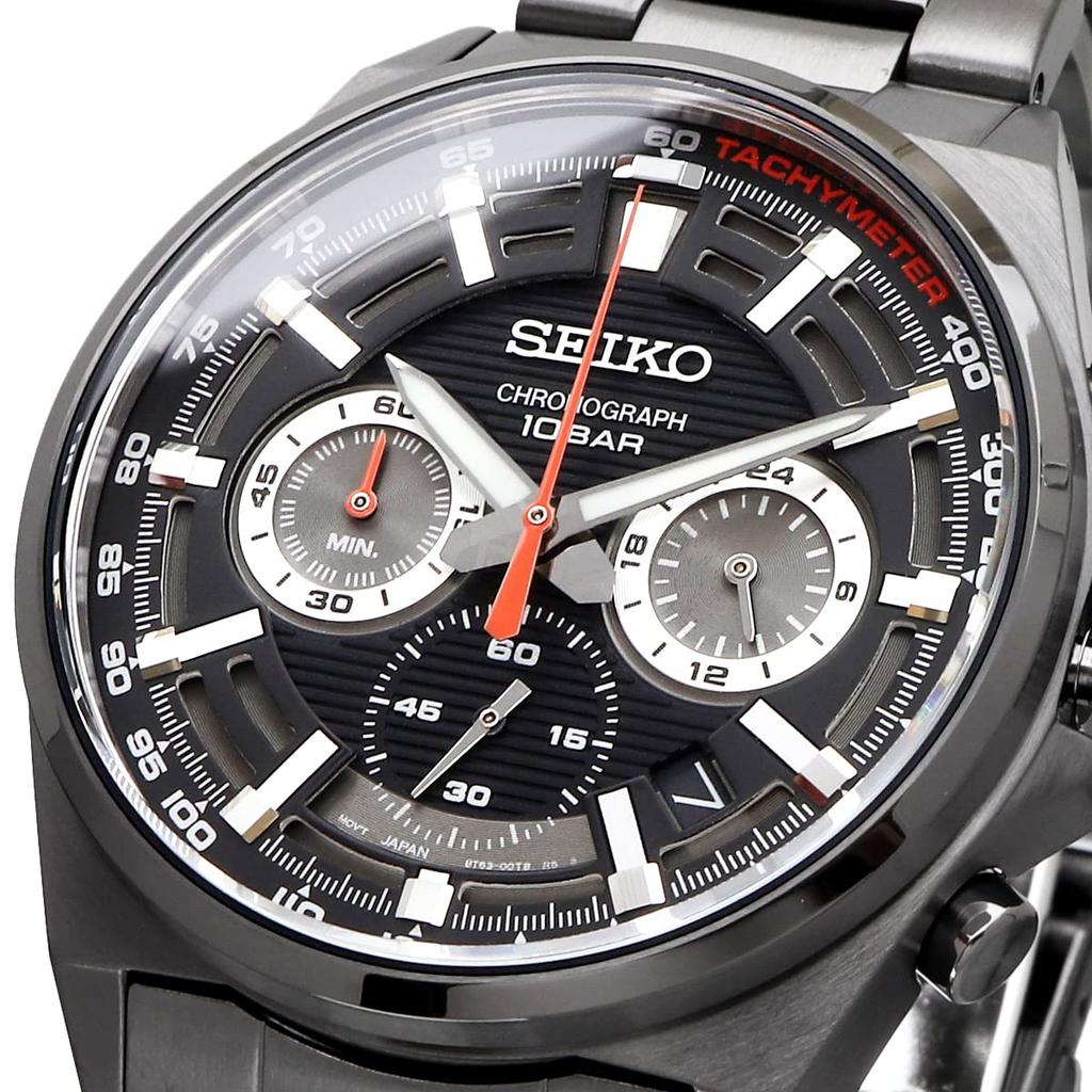 Seiko Chronograph Quartz Watch SSB399P1 Men's Black Dial Gray Metallic
