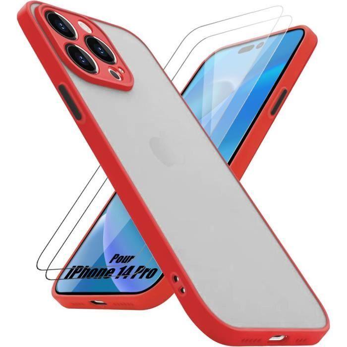 Coque - BOOLING - pour iPhone 14 Pro - Silicone Antichoc - 2 Verres Trempés Offerts - Semi-Rigide