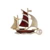 Exquisite Rhinestone Blue Sailboat Brooches For Women Men Elegant Luxury Pearl Boat Brooch Pins Office Party Jewelry Gifts
