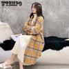 Women's Coats and Jackets Fashion Women's Plaid Double-Breasted Woolen Coat Ladies Overcoat
