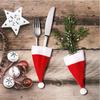 50Pcs 8cm Christmas Decoration Tableware Holder Xmas Hat Fork Knife Cutlery Bag Xmas Home Decor Party New Year 2025 Navidad