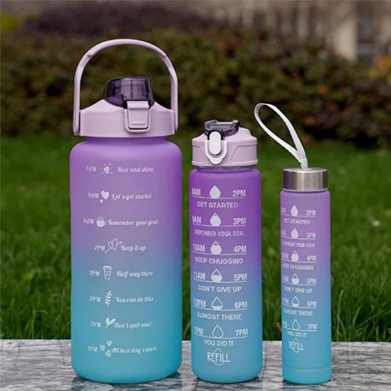Water Bottle 2 Liters Drinking Bottle Outdoor Sports Bottle With Time Marker Drinkware Frosted Progressive Color Water Cup