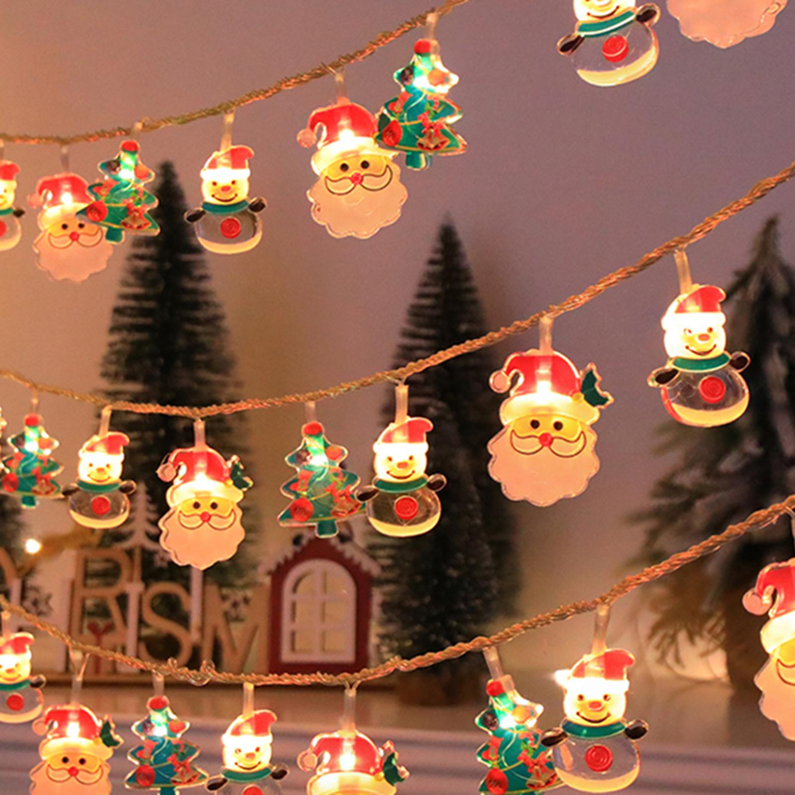 

Рождественские гирлянды Снеговик Санта Рождественская елка Украшения Праздничное оформление окон Огни Теплый Combination 10LEDs Battery Box