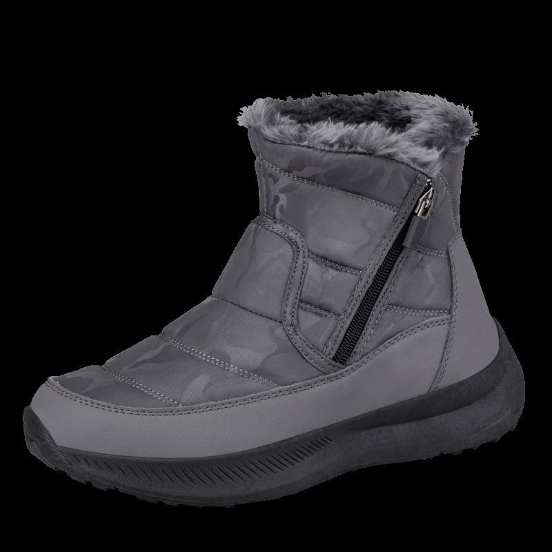 Large Size Waterproof Side Zipper Snow Boots Non-slip and Warm Northern Cotton Boots High-top Large Cotton Shoes Short Boots