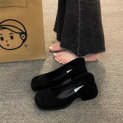 Temperament Late Evening Wind Shallow Mouth Single Shoes Women's 2025 New French Thick Heel Mary Jane High Heels Versatile Commuter Women's Shoes