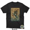 Vintage Japanese Anime Cat Samurai Riding Shark Great Wave T-Shirt