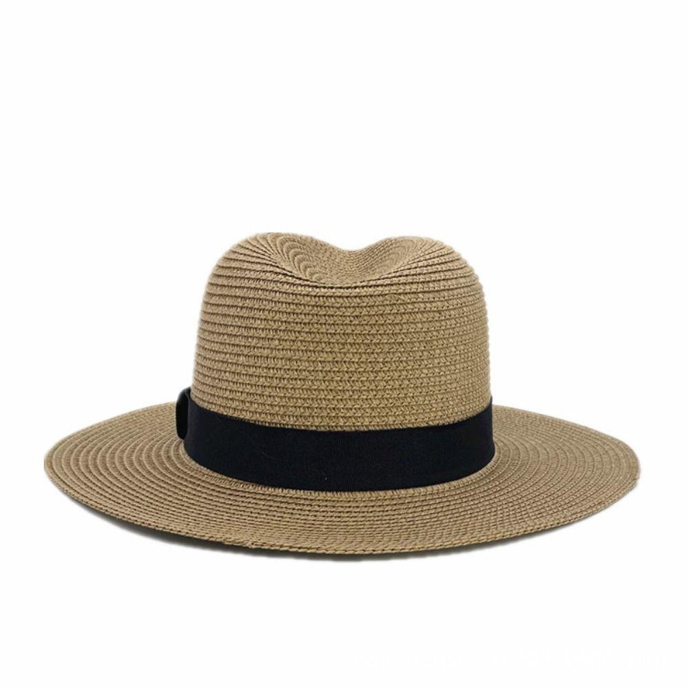 Chapeau de Paille Panama Protection Solaire Chapeau de Plage Pare-Soleil Casquette d'Été Décontractée Unisexe