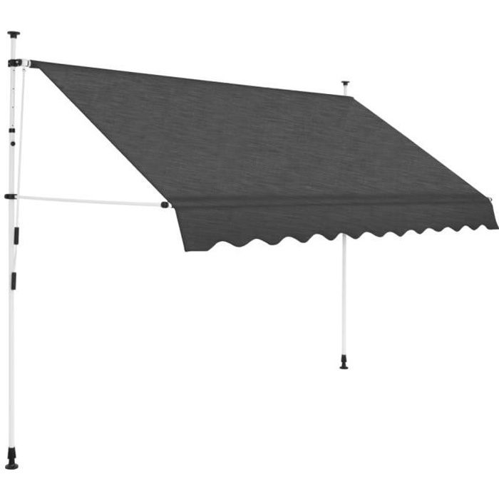 Retractable Awning - vidaXL - 250 Cm - Anthracite - Manual - Weatherproof