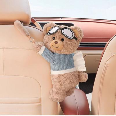 1pcs Car Tissue Box Bear Cartoon Hanging Tissue Box Hanging Armrest Box Paper Case Car Inner Decor