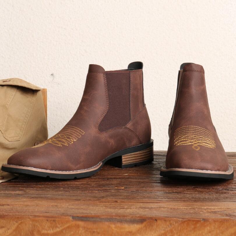 Embroidered Desert Boots, Men's Riding Boots, Outdoor Denim Boots 19