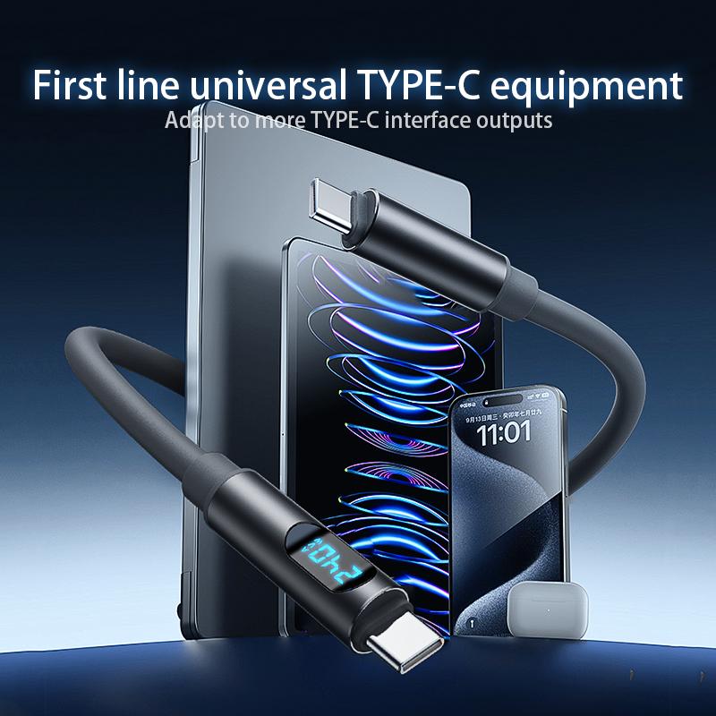 111W Type C to Type C Super Charging Cable Digital Display Fast Charging Cable USB C Data Cable for iPhone 16 17 Xiaomi Samsung