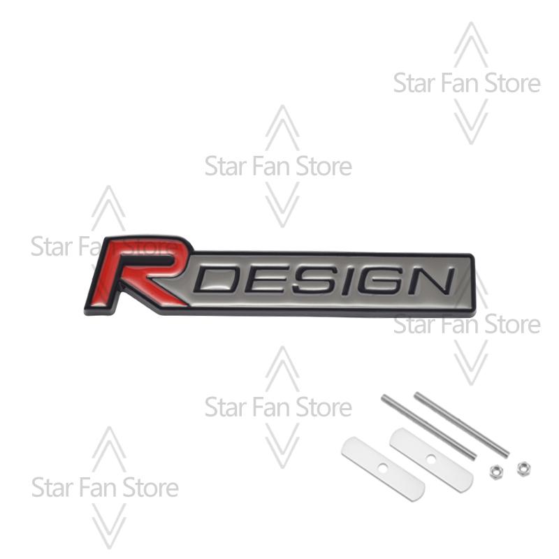 Metal R Design Grille Badge 3D Stickers Car Trunk Body Emblem Decal Car Styling For Volvo S40 S60 S80 V60 XC40 XC60 XC90 V40 AWD