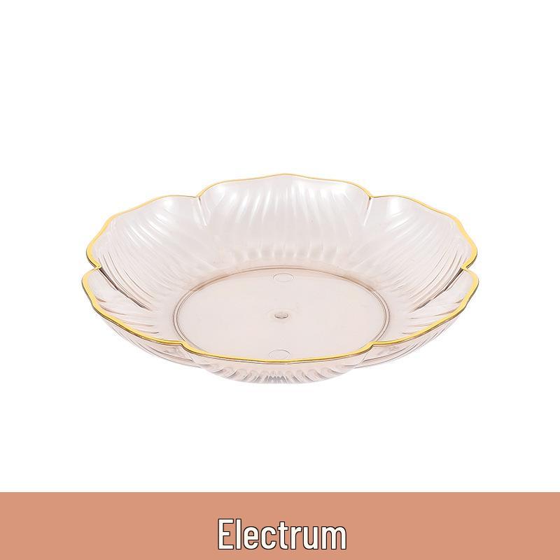 Elegant Gold-Edged Plastic Fruit Plate - Stylish Square Bone Dish for High-End Living Room Decor