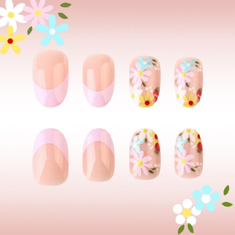 24 Stück Press-on-Nägel Kurze Falsche Nägel Vollabdeckung Aufkleb-Nagel Maniküre Nageldekoration Acrylnagel Für den Täglichen Gebrauch