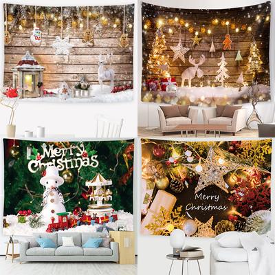 Christmas Tapestry Glowing Tree Fireplace Backdrop and Gift Christmas Tree Sitting Rug Hanging Cloth
