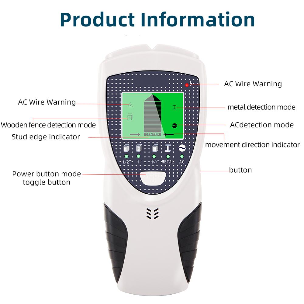 5 In 1 Metal Detector Electronic Wall Detector Finder Wall Scanner Wood Studs AC Voltage Live Wire Detect Depth Tracker
