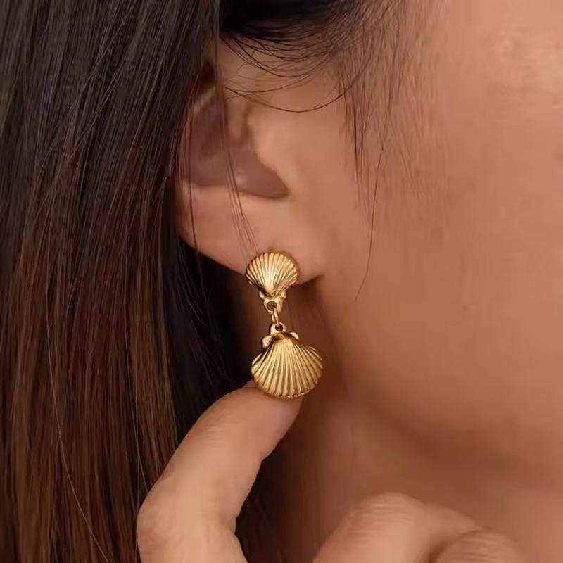 316L Stainless Steel Shell Pendant Drop Earrings Foxanry Fashion Elegant Prevent Allergy Birthday Jewelry Gifts EL0044