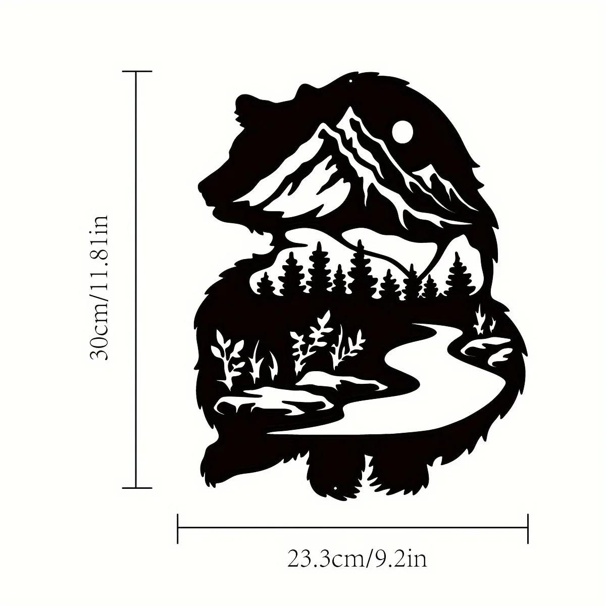 

1 шт. Металлический знак «Медведь», идеальный для использования на открытом воздухе, дизайн «Медвежий лес», вдохновленный природой, настенное искусство, идеальный подарок для любителей дикой природы, стильный светло-серый