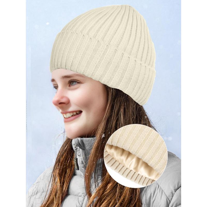 Women's Flipped Lining Solid Color Striped Watermelon Hat Skateboard Windproof Ear-Protection Outdoor Hiking and Cycling Bonnet