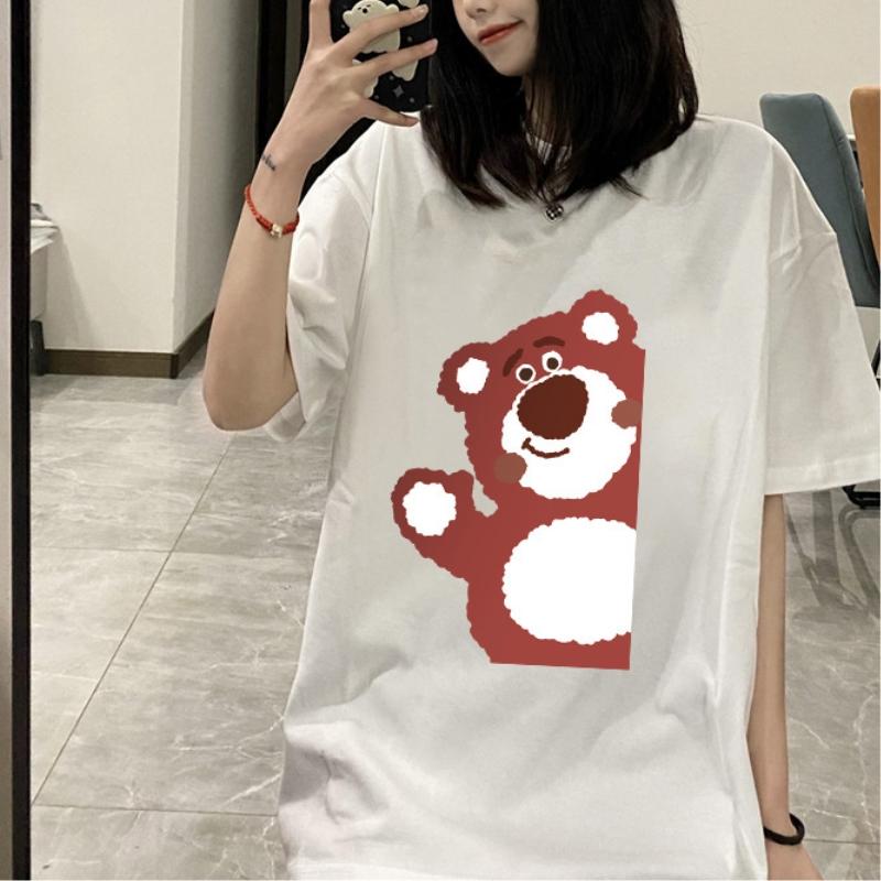 GMXIA Sommer Vintage Damen T-Shirt mit Aufdruck Reine Baumwolle Kurzarm T-Shirt Damen Ins Mode Locker Lässig mit Damenoberteil