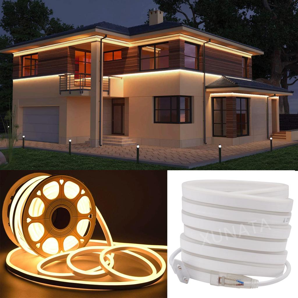 220V Neon Light Flex LED Strip SMD2835 120Leds/m Waterproof Garden Lighting Neon Ribbon Warm Cool White Flexible Neon Sign