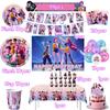 Demon Hunters Birth Date Celebration Disposable Dinner Board Tablecloth Balloon Banner Cake Decoration KPOP Anime Celebration Collection Infant Shower