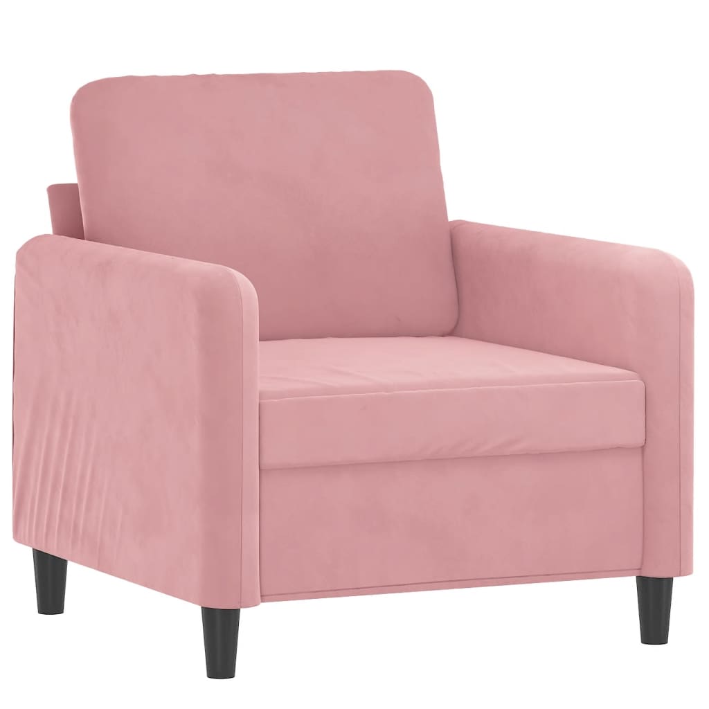 Pink Velvet Armchair with Footstool 60 cm