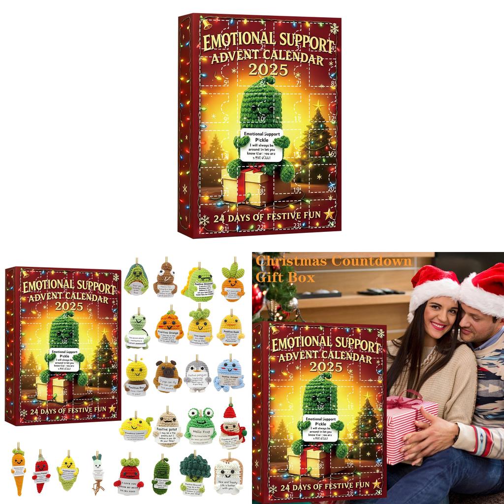 Christmas Emotional Support Advent Calendar With Cartoon Acrylic Decorations For Gift Giving