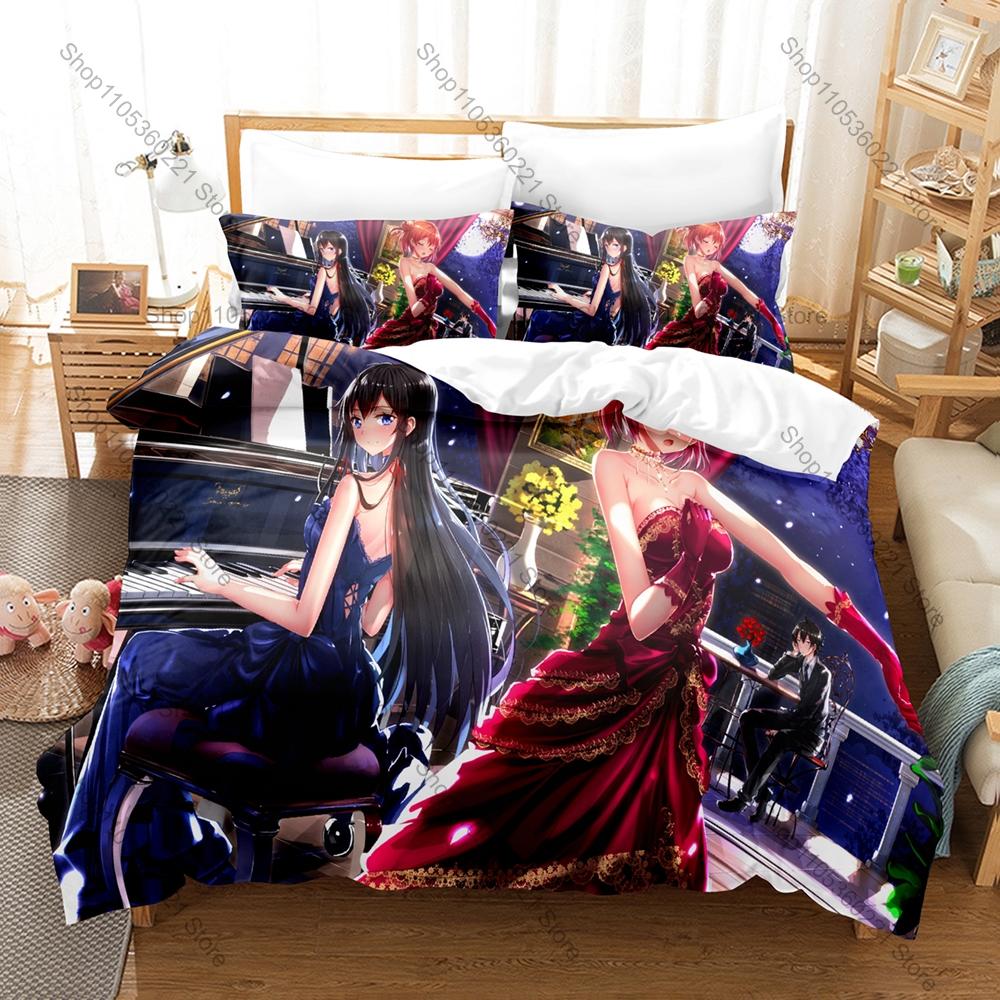 Cool Classic School Slice Of Life Anime My Teen Romantic Comedy SNAFU Oregairu Bedding Set 1 Duvet Cover + 2 Pillowcases HD Prin