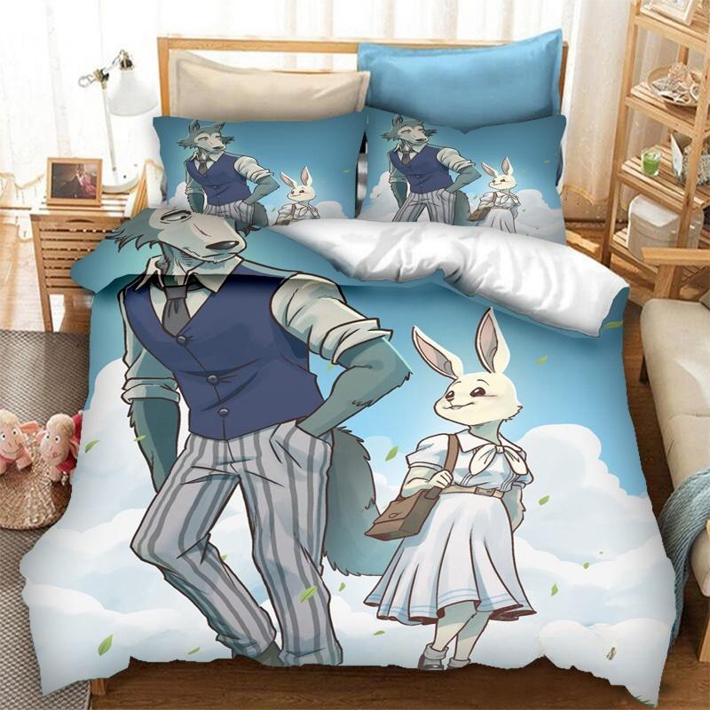 Anime BEASTARS 3D-Druck Bettwäscheset Bettbezüge Kissenbezüge 2/3-teilig Bettdecke Bettwäschesets Bettwäsche Bettwäsche Heimtextilien