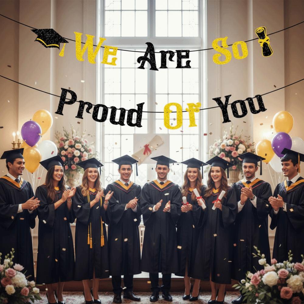Gold Shining Glittery Gold Garland Glitter Decor Graduation Hanging Banner  Photo Background