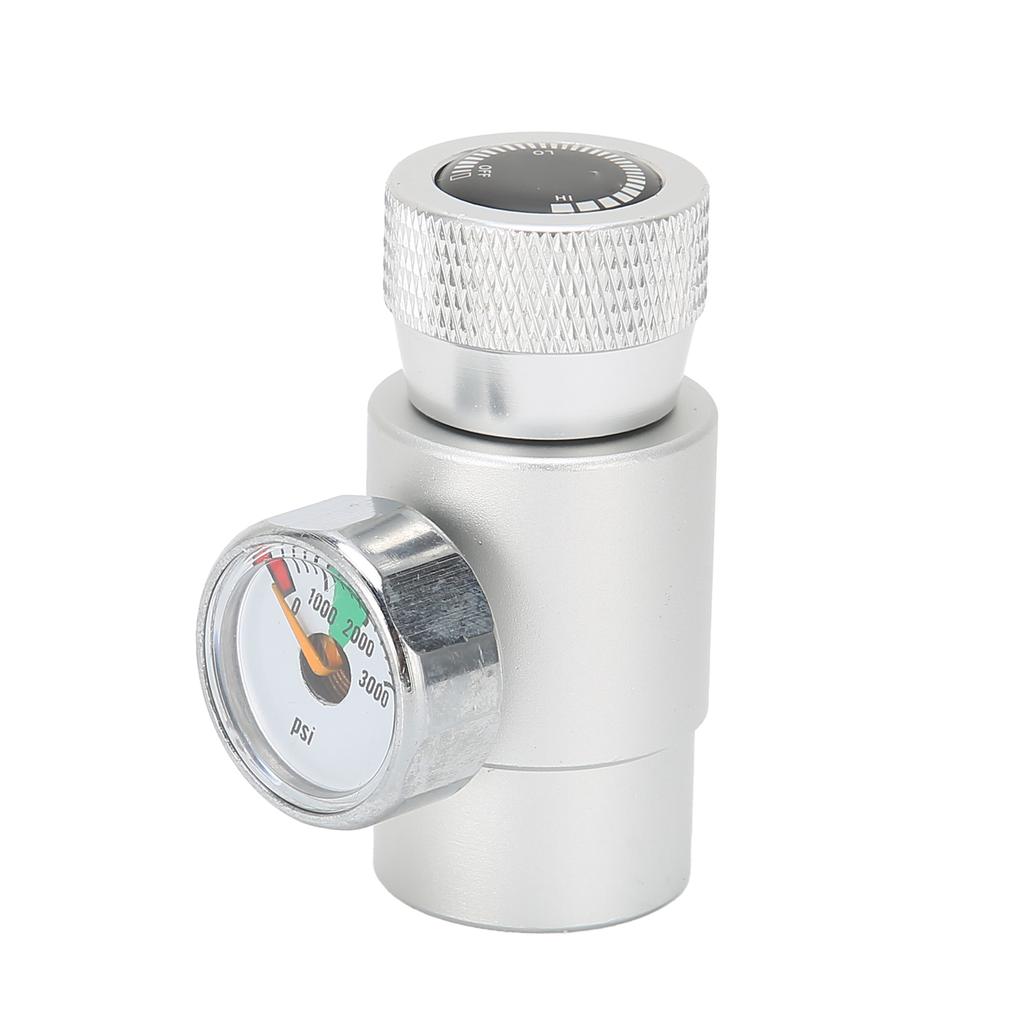 CO2 Refill Adapter Connector Gas Regulator Silver Soda ASA with 3000psi Pressure Gauge