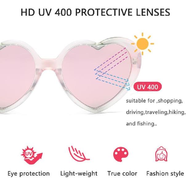 Kids Heart Sunglasses Cute Sunglasses for Girls Boys Age 3-10 Eyewear Outdoor Beach