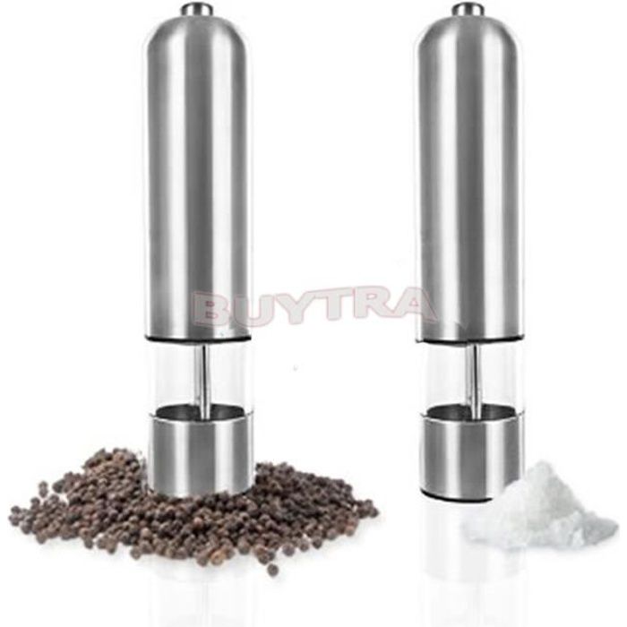 Moulin électrique - Inox - 22,5 cm - Pour poivre et épices - Couleur gris - Adulte