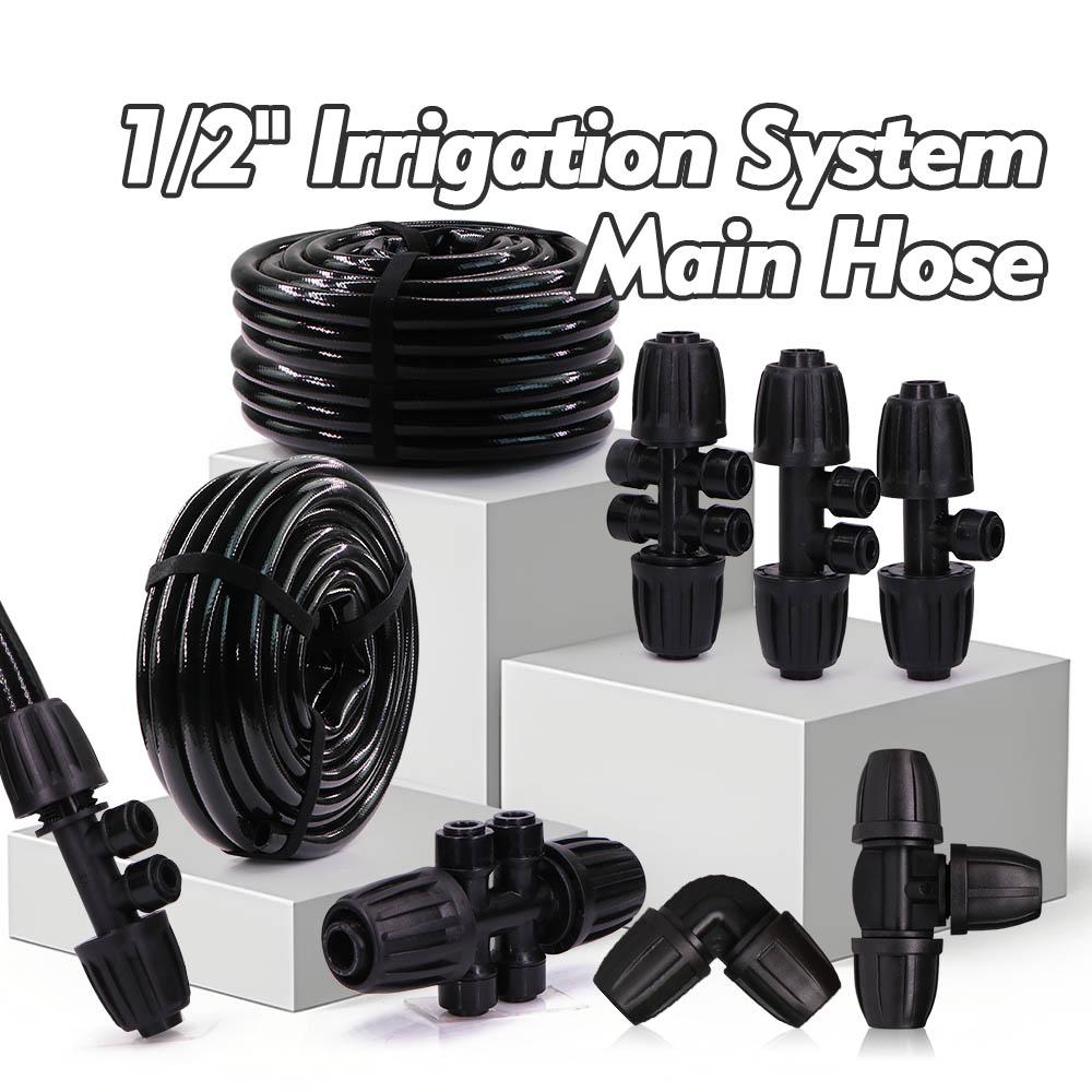 1/2" 13/16mm PVC Hose Garden Irrigation Auto Watering Pressure-Proof Black Main Tube Lawn Agriculture Orchard Car Wash Fitting