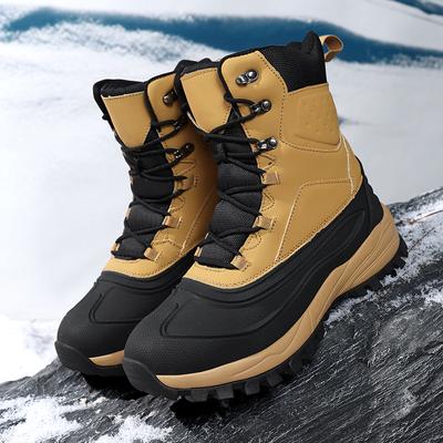 Herren Winter High-Top Schneestiefel mit Fleece-Futter Verdickt Wasserdicht Rutschfest Warm und Kältebeständig Baumwolle Wanderschuhe