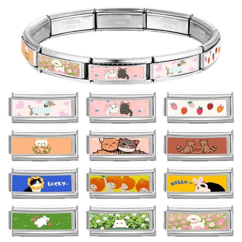 Photo Italian Modular Bracelet Band Link Connector Stainless Steel Texture Jewelry Accessories Suitable for Enthusiasts