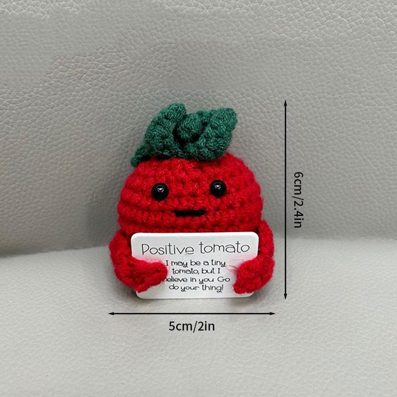 Positive Vegetable Crochet Fruit Doll Desk Accessories Handmade Table Decor Positive Poo Funny Gift for Kids Home Desktop Decor