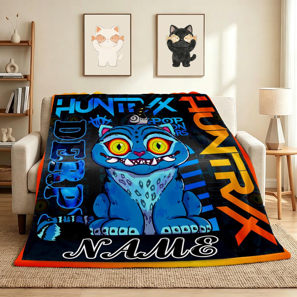 Custom Name K-Pop Hunters Flannel Blanket Throw Blanket Soft Warm Sofa Bed Home Decor Unique Gift