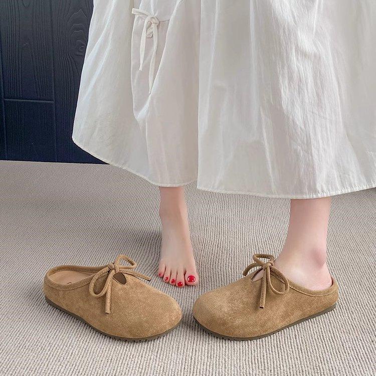 Boken bag head and half slippers, wearing new spring flat-bottomed lazy Birkenstocks