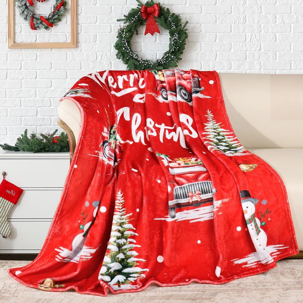 Christmas snowman Printed Blanket for Sofa Bed Travel Camping Living Room Office Conditioning Blanket for All Seasons Gifts