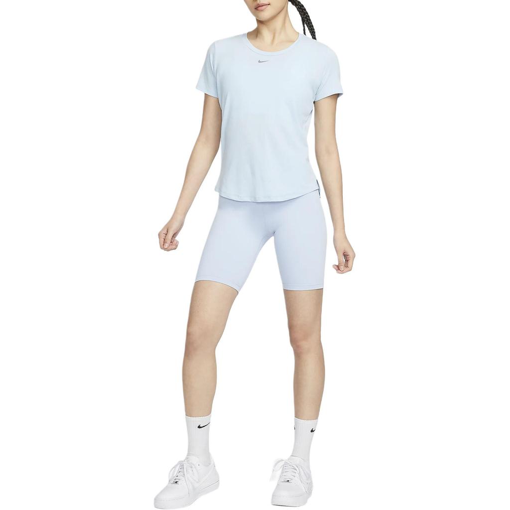 Nike One Solid High-Waisted Casual Bike Shorts Women Shorts Light-Blue FN3207-440
