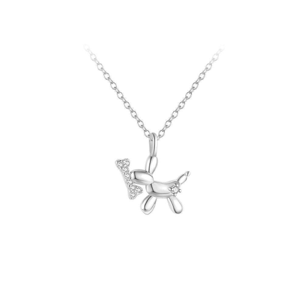 Sterling Silver Playful Balloon Dog Necklace for Women Fashion Statement Luxury Chic Animal Pendant Clavicle Chain