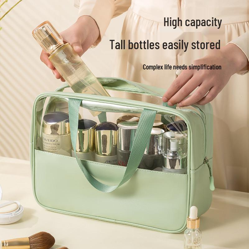 Summer Cooling Transparent Waterproof Makeup Bag - Large Capacity, Portable, Fashionable Storage Solution.