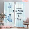 2pcs 2D Flat Printing Drapes Beautiful Blue Butterflies Amazing Things Fabric Without Electricity All Season Party & Holiday