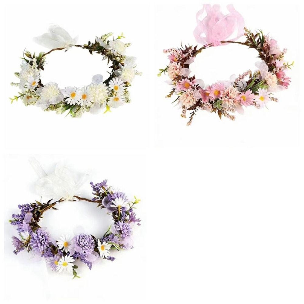 Korean Style Flower Crown Simulated Flower Bridal Wreaths Elegant Floral Headband Children