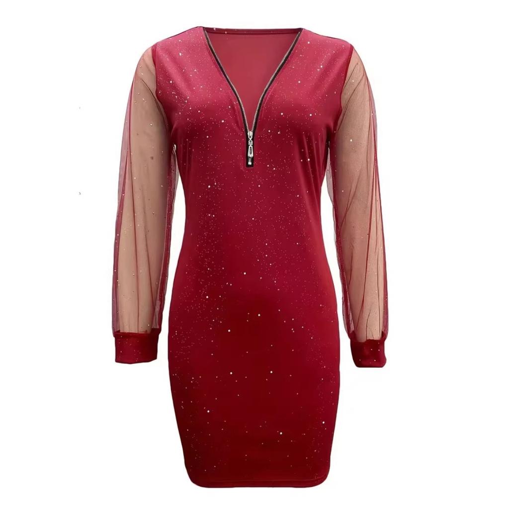Frühling Sommer Neues Glitzer Bodycon Kleid, Europäischer Amerikanischer Stil Sexy Enganliegendes Partykleid